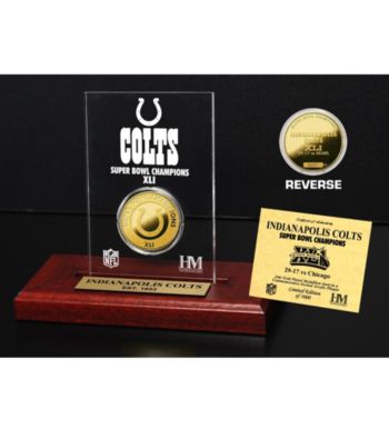 24KT Gold-Plated Indianapolis Colts Super Bowl Champs Coin in Etched Acrylic by Highland Mint