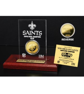 24KT Gold-Plated New Orleans Saints Super Bowl Champs Coin in Etched Acrylic by Highland Mint