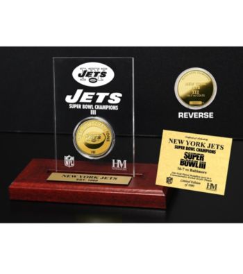 24KT Gold-Plated New York Jets Super Bowl Champs Coin in Etched Acrylic by Highland Mint