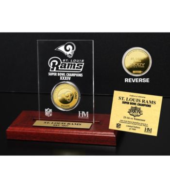 24KT Gold Plated St. Louis Rams Super Bowl Champs Coin in Etched Acrylic by Highland Mint