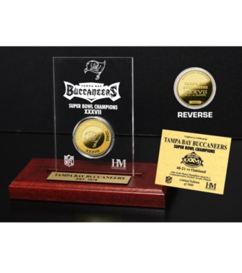 24KT Gold-Plated Tampa Bay Buccaneers Super Bowl Champs Coin in Etched Acrylic by Highland Mint