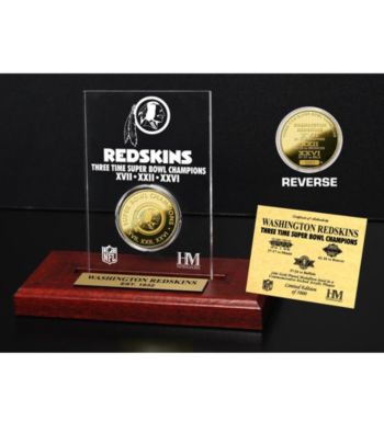 24KT Gold-Plated Washington Redskins Super Bowl Champs Coin in Etched Acrylic by Highland Mint