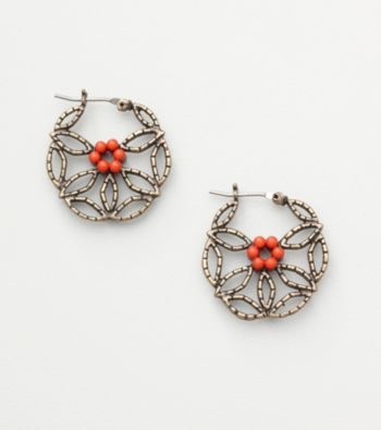 Nine West Vintage America Collection® Brass Ox Round Floral Earrings