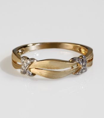 Effy® 14k Gold .05 ct. t.w. Diamond Ribbon Band Ring - Yellow Gold