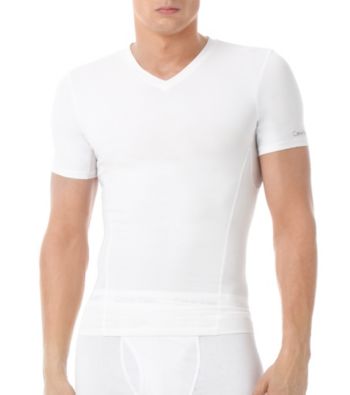 Calvin Klein Men's White Compression V-Neck Tee