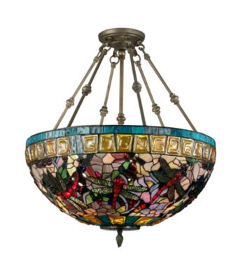 Dale Tiffany Floral Dragonfly Tiffany Inverted Fixture