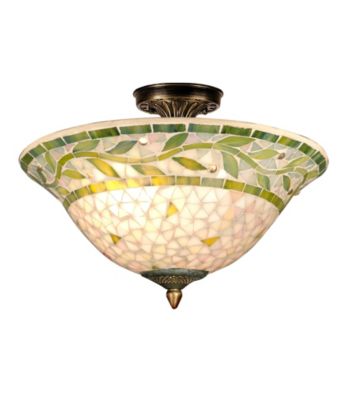 Dale Tiffany Green Leaf Mosaic Semi Flush Mount