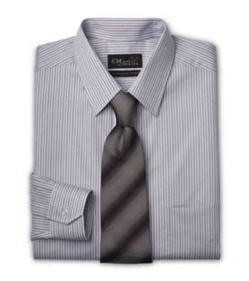 Gold Series™ Men's Big & Tall Wrinkle-Free Cool & Dry Stripe Dress Shirt - White/Purple