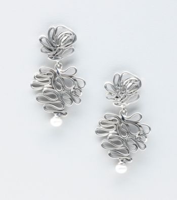 Hagit Gorali Sterling Silver Scroll Design Earrings