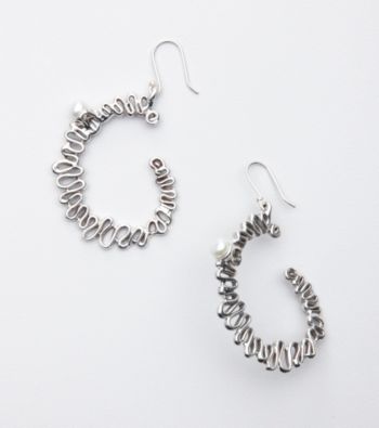 Hagit Gorali Sterling Silver Swirl Hoop Earrings