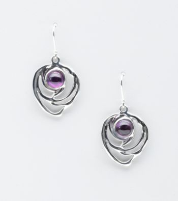 Hagit Gorali Sterling Silver Round Swirl Accent Drop Earrings
