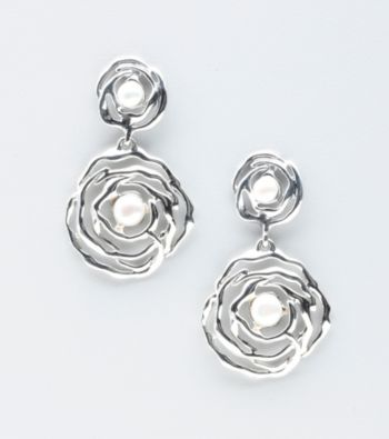 Hagit Gorali Sterling Silver Liquid Scroll Flower Earrings