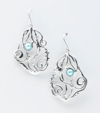 Hagit Gorali Sterling Silver Liquid Scroll Design Earrings