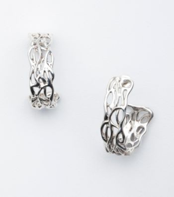 Hagit Gorali Sterling Silver Scroll Hoop Earrings
