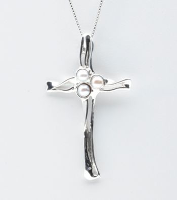 Hagit Gorali Sterling Silver Wavy Cross Pendant Necklace