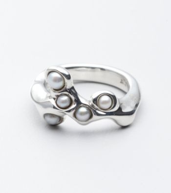 Hagit Gorali Sterling Silver Multi Pearl Ring