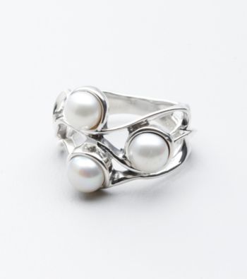 Hagit Gorali Sterling Silver Triple Pearl Ring