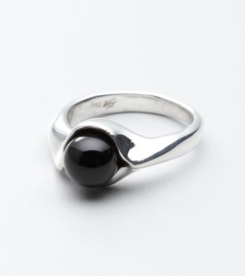 Hagit Gorali Sterling Silver Onyx Bead Ring