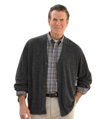 Harbor Bay® Men's Big & Tall Soft-Touch Marled Gray Cardigan