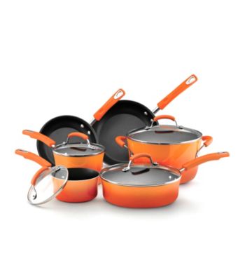 Rachael Ray® Porcelain Hard Enamel II Nonstick 10-pc. Orange Cookware Set + Choose you FREE Gift see offer details