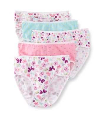 Jockey® Girls' 6-16 White/Blue/Pink 5-pk. Rainbows and Butterfly Hipster Panties