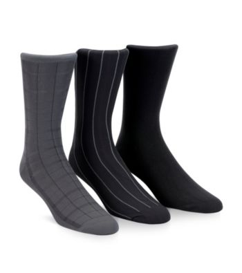 Calvin Klein Men's 3-Pack Assorted Gray Windowpane Socks
