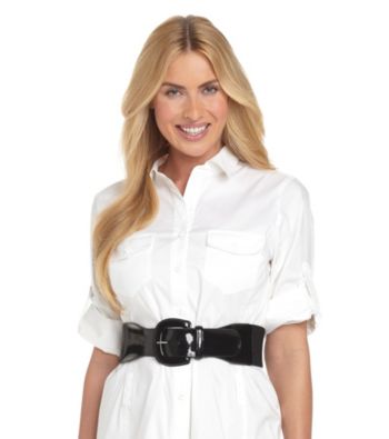 Lauren Ralph Lauren Stretch Patent Tab Belt - Black