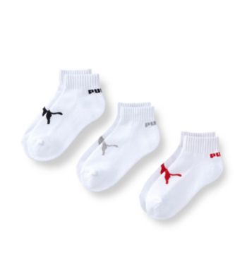PUMA® Boys' 3-pk. White Quarter Crew Logo Cushion Socks