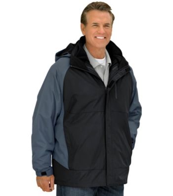 Harbor Bay® Men's Big & Tall Black/Navy Colorblock Systems Parka