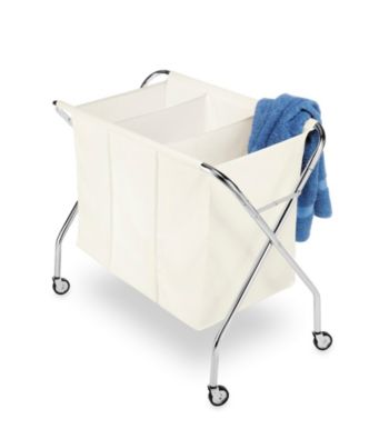Whitmor Chrome and Canvas 3-Section Laundry Sorter