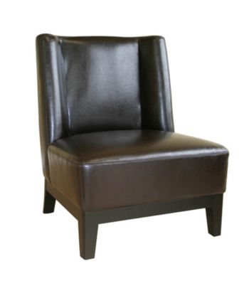 Baxton Studios Dark Brown Cloten Leather Armless Accent Chair