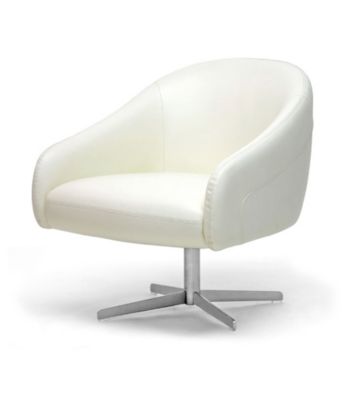 Baxton Studios White Balmorale Leather Swivel Chair