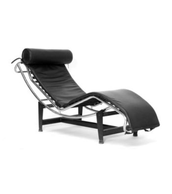 Baxton Studios Black Chaise Le Corbusier Leather Chair