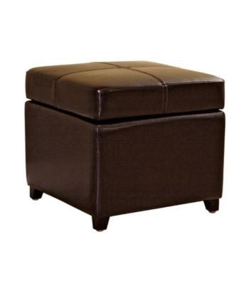 Baxton Studios Biondello Square Leather Storage Ottoman
