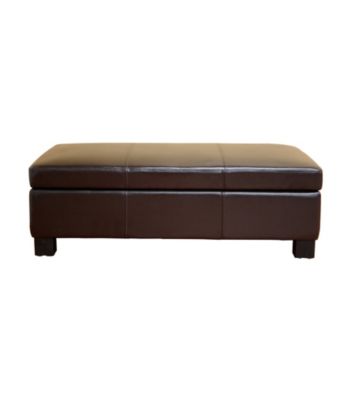 Baxton Studios Dark Brown Esmeralda Leather Storage Ottoman