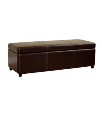 Baxton Studios Dark Brown Philostrate Leather Storage Ottoman Bench