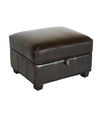 Baxton Studios Dark Brown Benvolio Leather Storage Ottoman