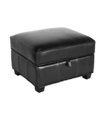 Baxton Studios Black Agustus Leather Storage Ottoman