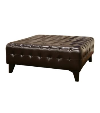 Baxton Studios Dark Brown Pemberly Bonded Leather Square Ottoman