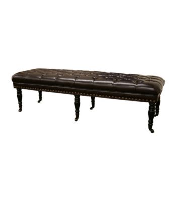 Baxton Studios Dark Brown Lexington Bonded Leather Wheeled Bench