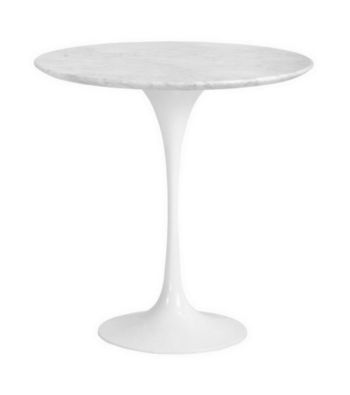 Baxton Studios Immer White Marble Mid-Century Style End Table
