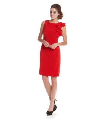 Calvin Klein Ruffle Shoulder Work Dress