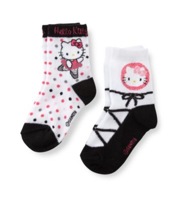 Hello Kitty® Girls' White/Black/Pink Ballet Socks 2-pk.