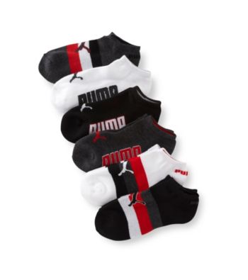 PUMA® 6-pk. Boys' White/Grey/Black Low-Cut Striped Socks