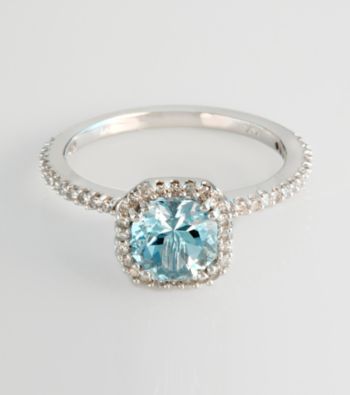 Effy® 14K White Gold Diamond & Aquamarine Ring