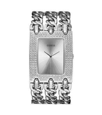 Guess Women's Silver Brilliant Rocker Metal Watch