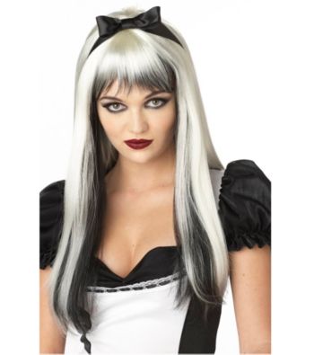 Enchanted Tresses Black and White Synthetic Adult Wig