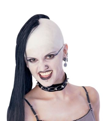 Bald Cap with Black Adult Wig