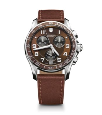 Victorinox® Swiss Army® Men's Chrono Classic Stainless Steel Dial Watch - Brown Leather