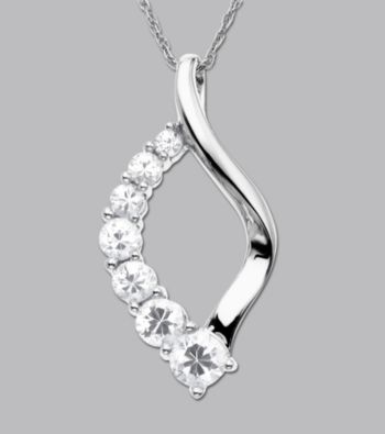 10K White Gold Twisted Pendant - White Sapphire